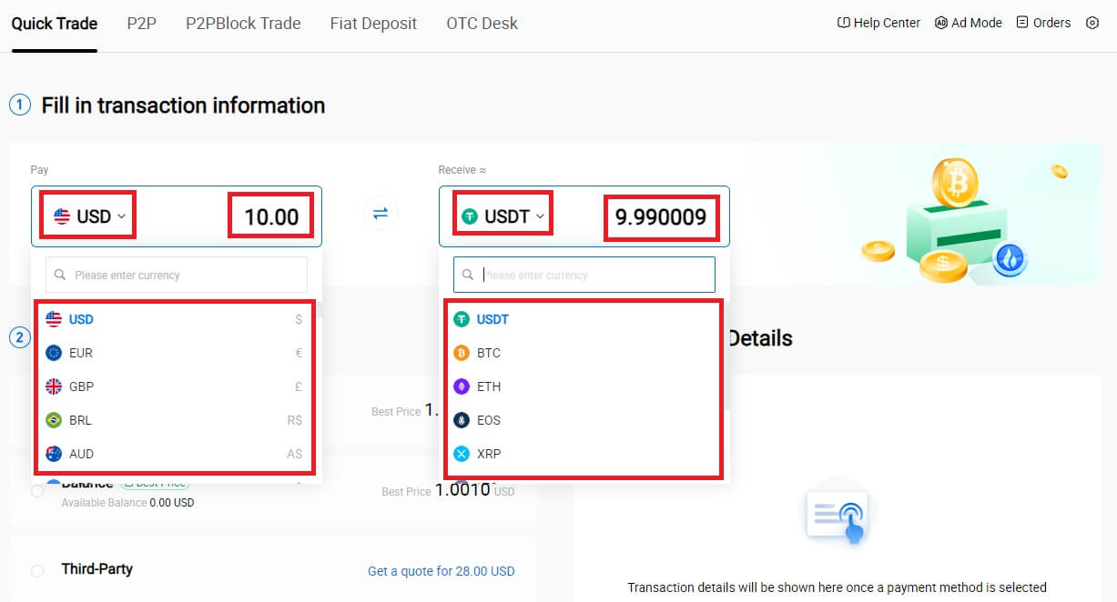Com comprar Crypto amb Fiat Balance a HTX