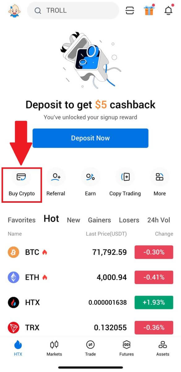 Cara Mendeposit dan Berdagang Kripto dalam HTX Cara Mendeposit dan Berdagang Kripto dalam HTX
